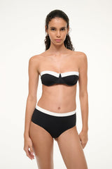 DEVON HIGH RISE BIKINI BOTTOM | BLACK WHITE